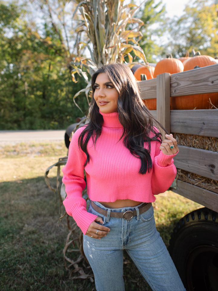 It Girl' Hot Pink Turtleneck Sweater – lowerright