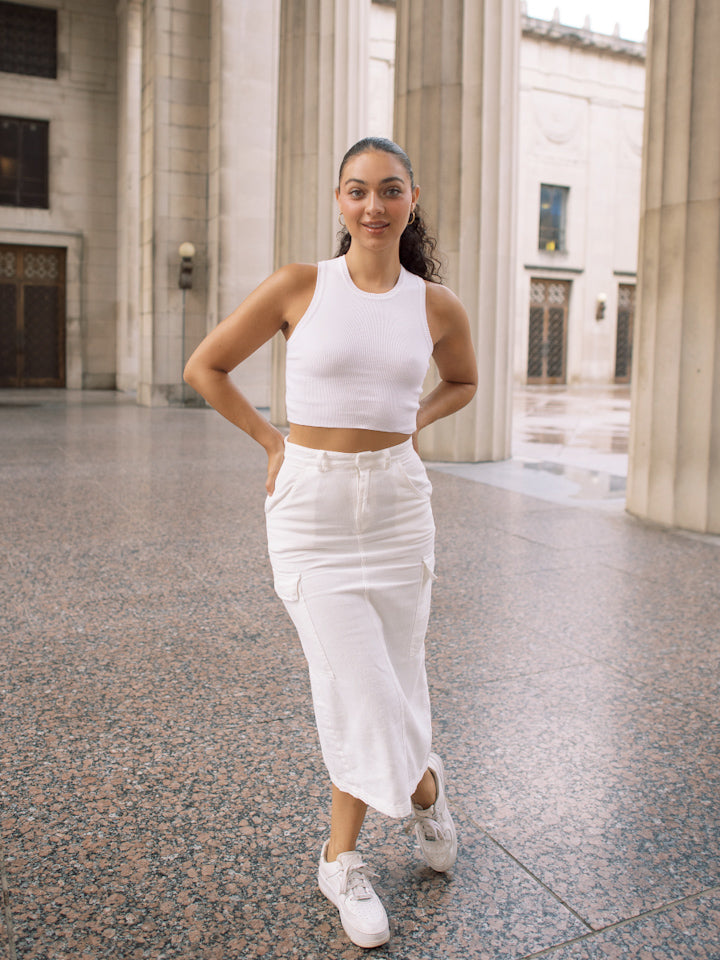 Denim Maxi Skirt Ladies Knee Length White Denim Skirt Shop Plus