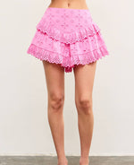 Ruffle Eyelet Shorts | Pink