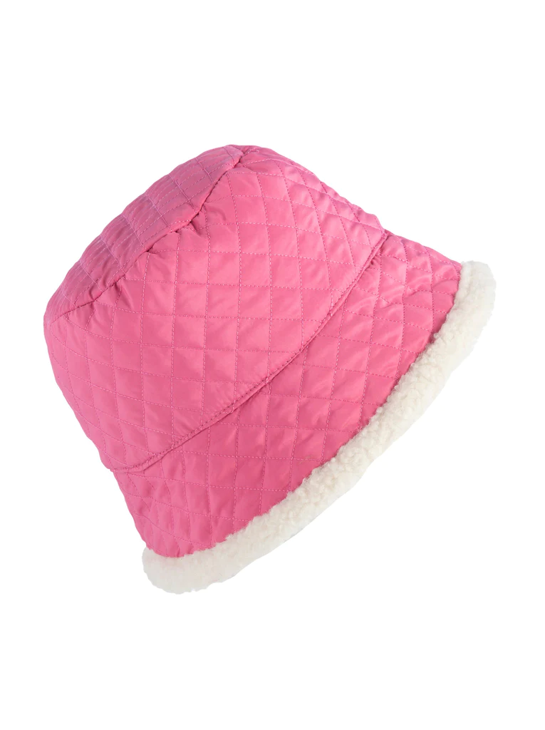 Quilted Bucket Hat with Sherpa Lining - 2 Colors