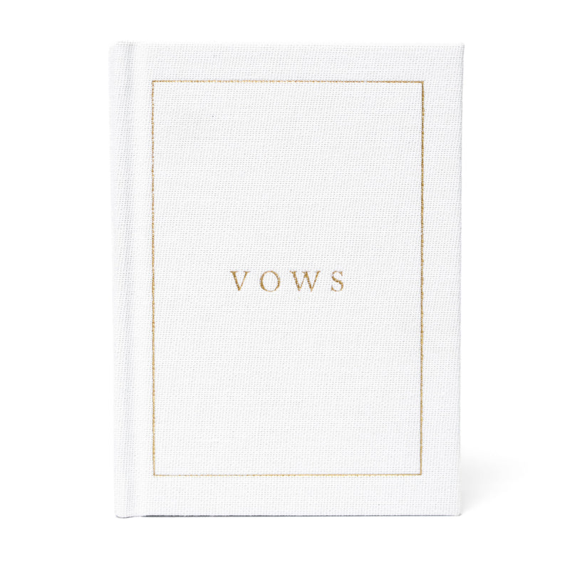 Wedding Vow Books with Gold Foil Linen | White and Gray