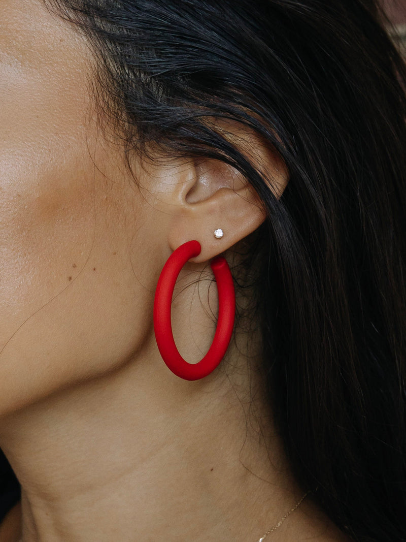 Team Spirit Hoop Earrings | Red