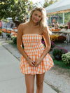 Sweet Citrus Smocked Mini Dress | Orange Plaid