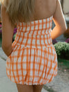 Sweet Citrus Smocked Mini Dress | Orange Plaid