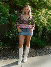 Midnight Garden Boho Top | Black Multi