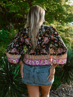Midnight Garden Boho Top | Black Multi