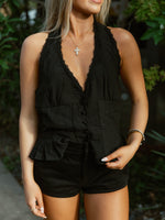 Rodeo Romance Halter Top | Black
