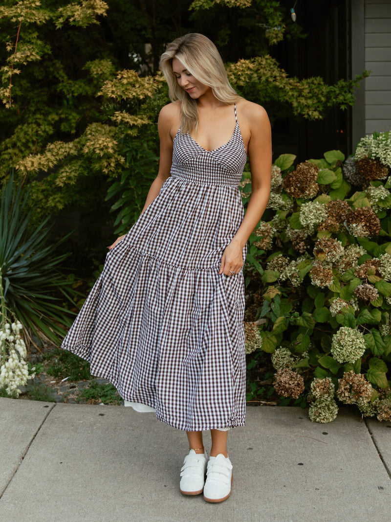Rowan Maxi Dress | Brown Check