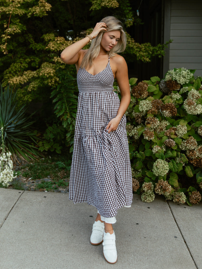 Rowan Maxi Dress | Brown Check