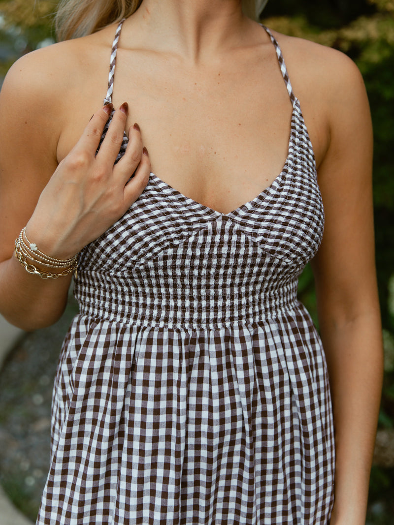 Rowan Maxi Dress | Brown Check