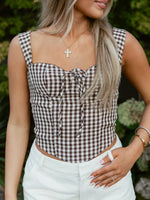 Gingham Bustier Top | Brown