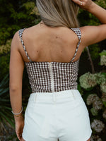 Gingham Bustier Top | Brown