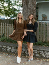 Sweet and Structured Puff Sleeve Dress | Brown
