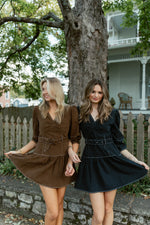 Sweet and Structured Puff Sleeve Dress | Brown