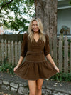 Sweet and Structured Puff Sleeve Dress | Brown