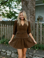 Sweet and Structured Puff Sleeve Dress | Brown