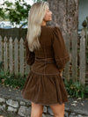 Sweet and Structured Puff Sleeve Dress | Brown