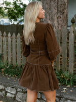 Sweet and Structured Puff Sleeve Dress | Brown