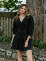 Sweet and Structured Puff Sleeve Dress | Navy