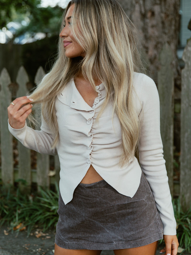 Cozy Grace Sweater Top | Taupe