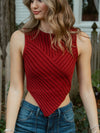 Ribbed and Ready Sleeveless Scarf Hem Sweater | Red
