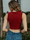 Ribbed and Ready Sleeveless Scarf Hem Sweater | Red