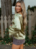 Champagne Shine Top | One Shoulder | Green