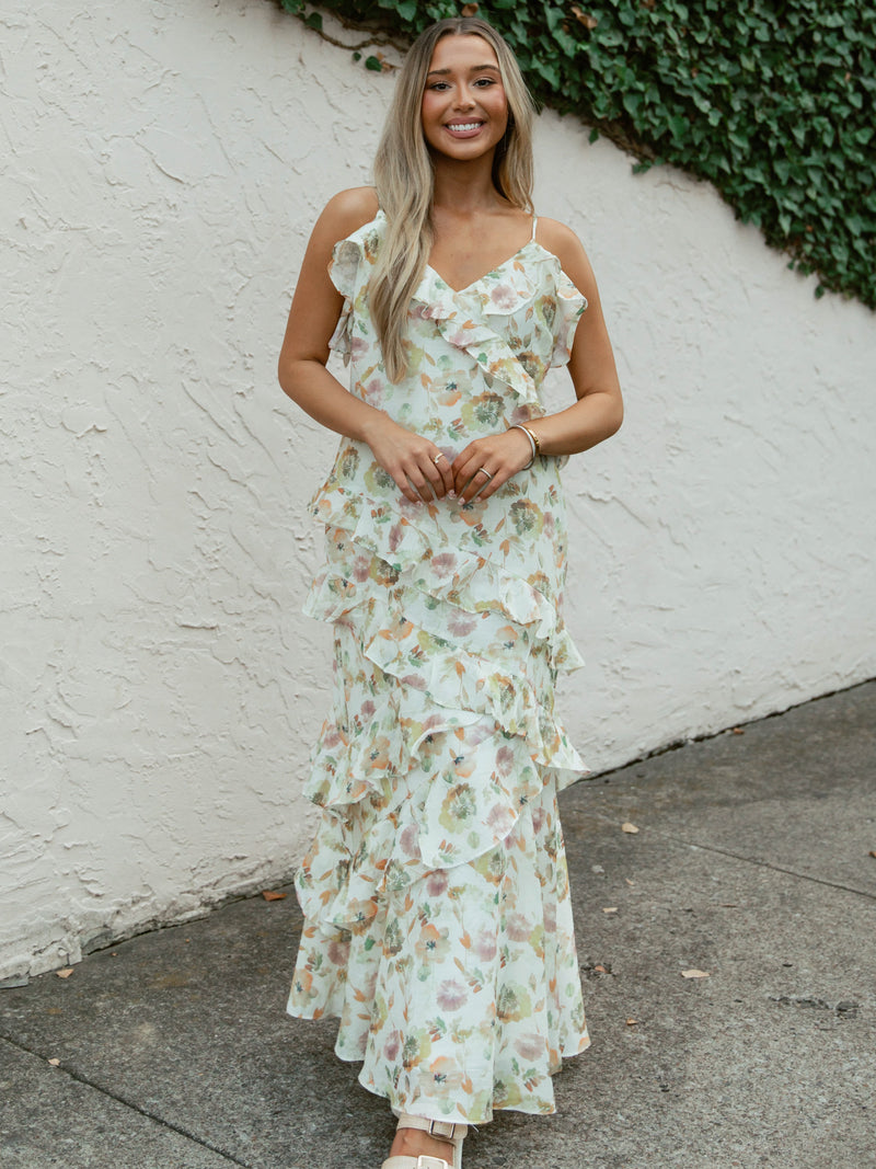 Petal Cascade Floral Dress