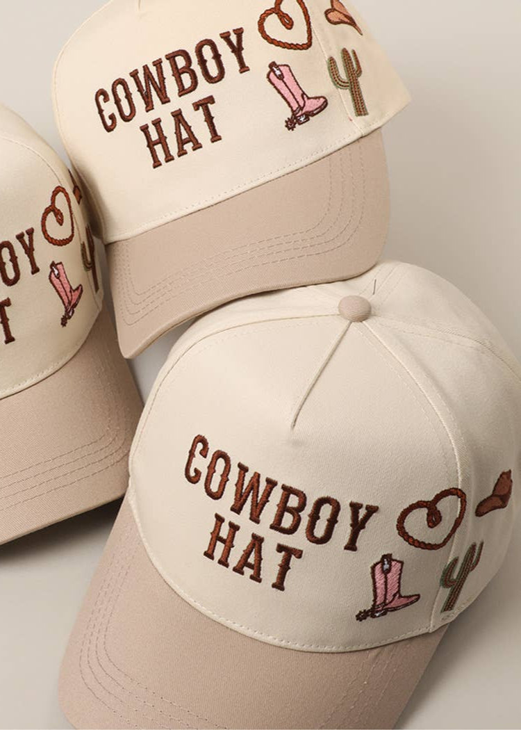 Cowboy Hat Trucker Hat | Beige