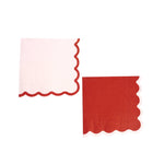 From the Heart Scallop Cocktail Napkins | Pack of 16 | Pink and Red