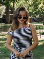 Victory Stripe Crop Top - Black & White