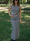 Victory Stripe Maxi Skirt | Black & White