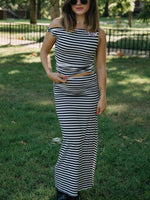 Victory Stripe Maxi Skirt | Black & White