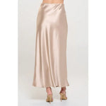 Sirena Beige Silky Satin Maxi Skirt