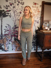 Olive Sweater Pants - Olive w/Forest Green & White