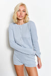 Phoebe Cable Knit Cardigan | Dusty Blue
