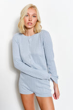 Phoebe Cable Knit Cardigan | Dusty Blue