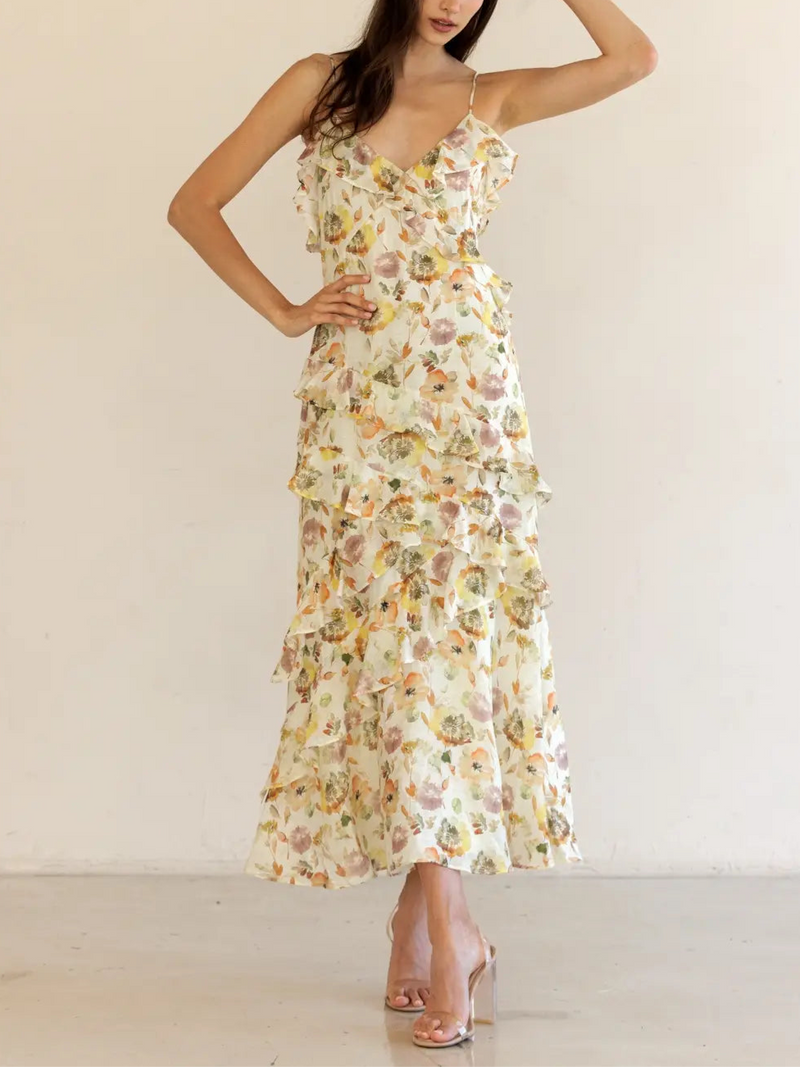 Petal Cascade Floral Dress