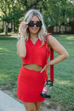 Winning Streak Crop Top and Mini Skirt Set | Red