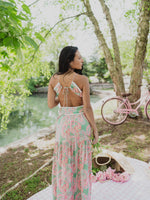 Paisley Promise Cut Out Tie Back Maxi Dress - Pink & Green