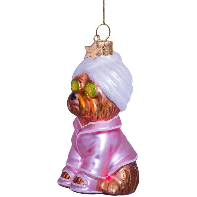 Self Care Dog Ornament | Hand Painted | Mouth Blown Glass