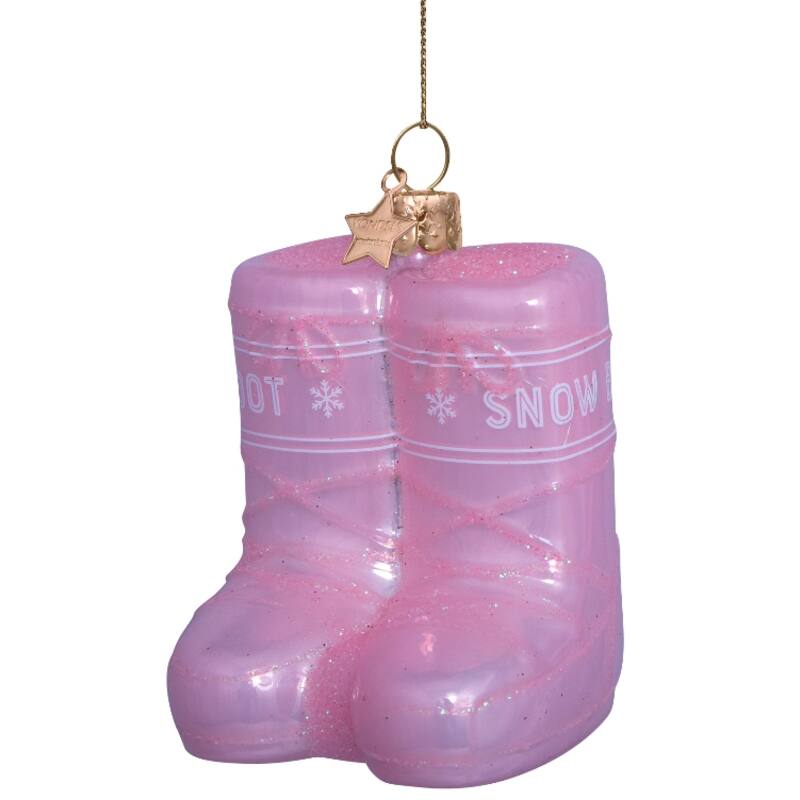 Snow Boots Ornament | Soft Opal Pink | Hand Painted Mouth Blown Glass