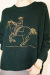 Golden Gallop Crew Neck Sweater | Forest Green