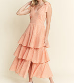 Picnic Party Dress | Gingham Tiered Midi | Orange