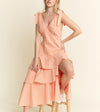 Picnic Party Dress | Gingham Tiered Midi | Orange