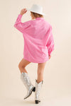 Lana Rhinestone Button Up Top - Pink
