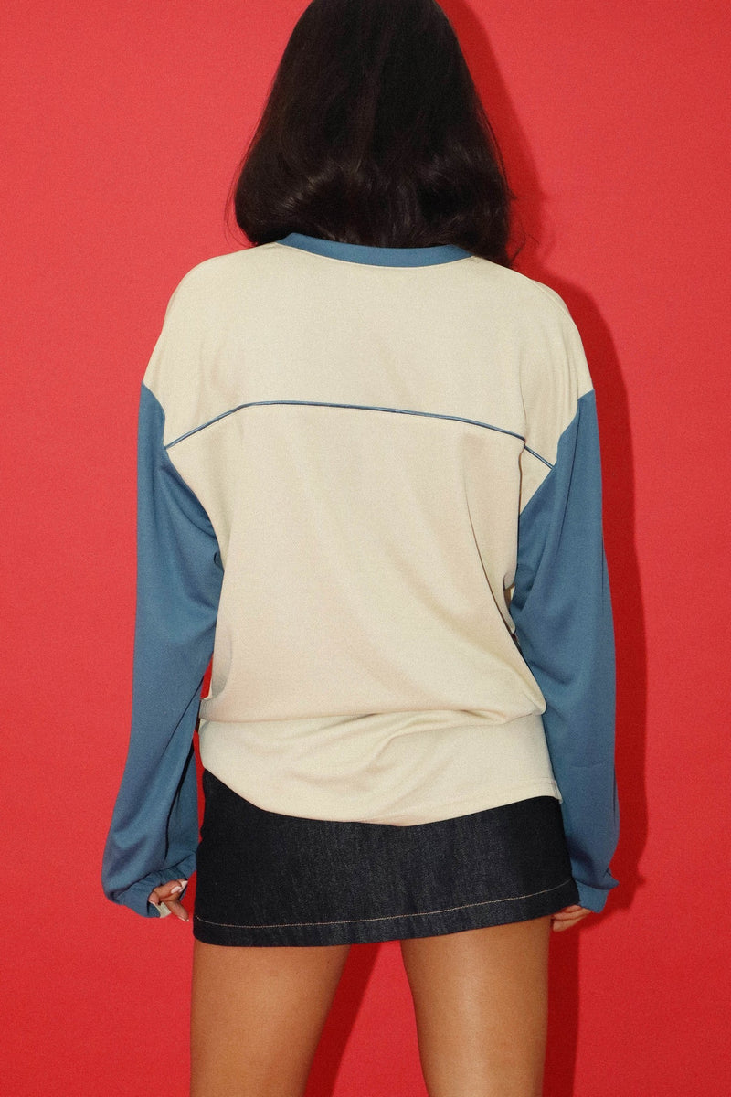 Retro 89 Varsity Jersey | Beige and Stone Blue