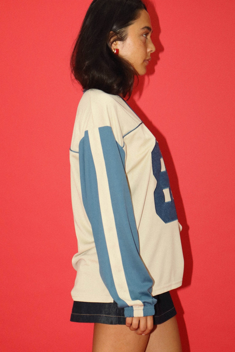 Retro 89 Varsity Jersey | Beige and Stone Blue