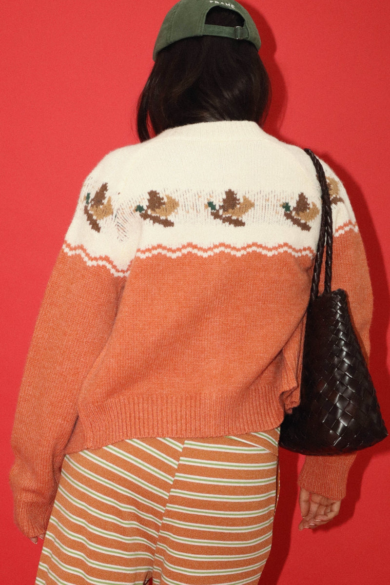 Duck Print Cardigan | Sunset Orange