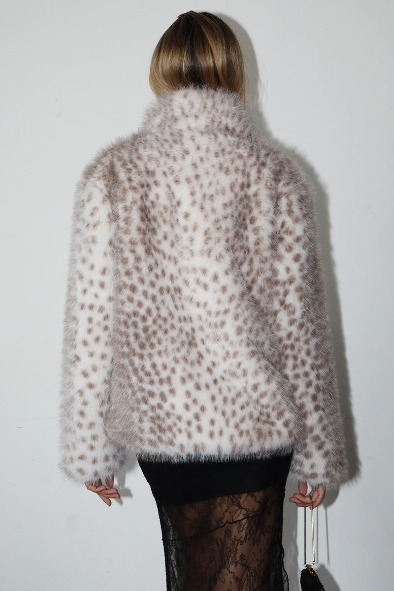 Spotted Faux Fur Jacket | Cream